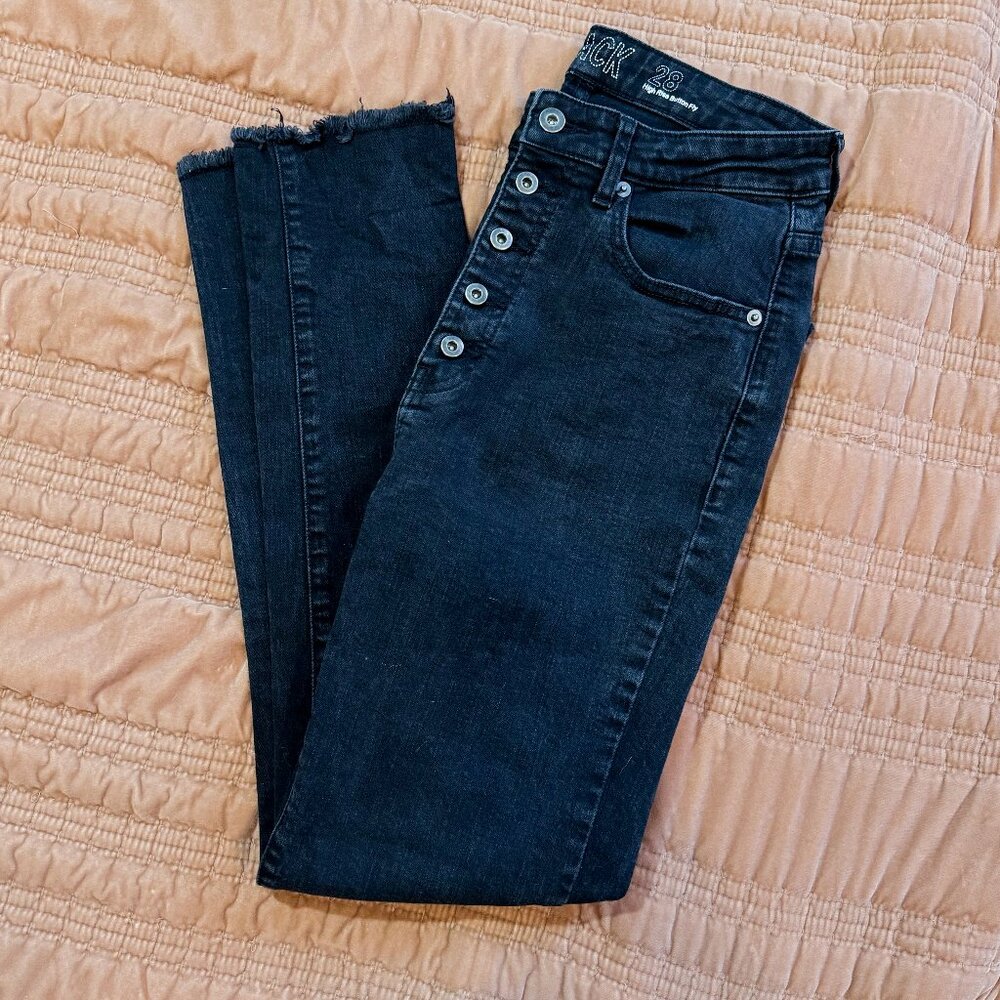 Jack BB Dakota Black High-Rise Button-Fly Jeans Raw Hem Women's Size 28